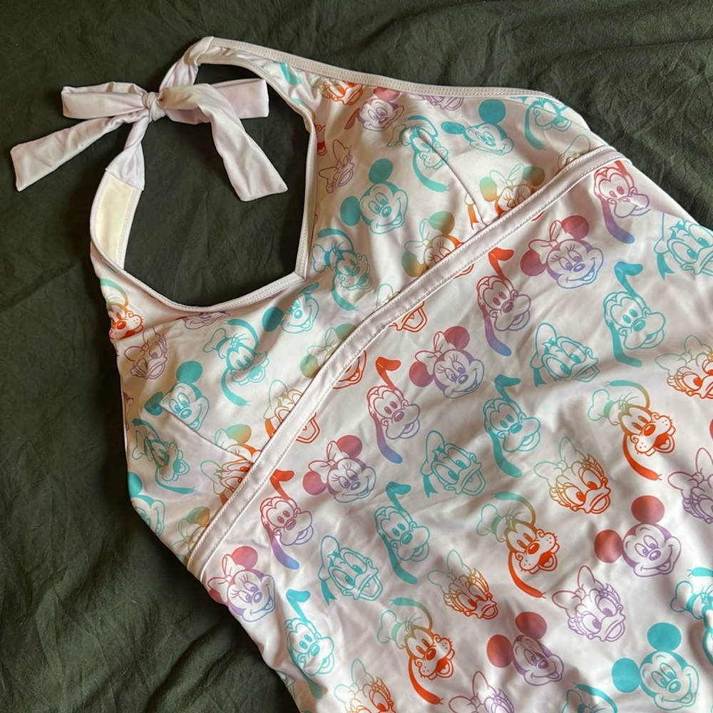 NWT Disney Mickey And Friends Women’s One Piece Colorful Bathing Suit Halter